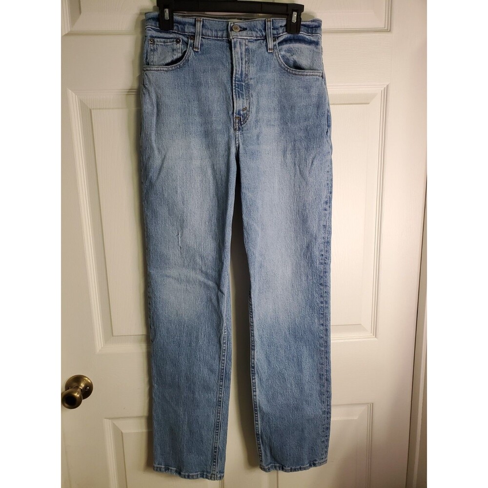 Abercrombie & Fitch Women 90s Straight High-Rise Jean Y2K Distressed Size 6 (28)